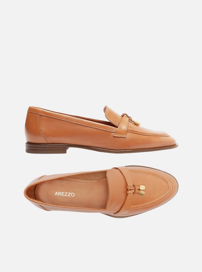 Mocassim Marrom Couro Detalhe Tira