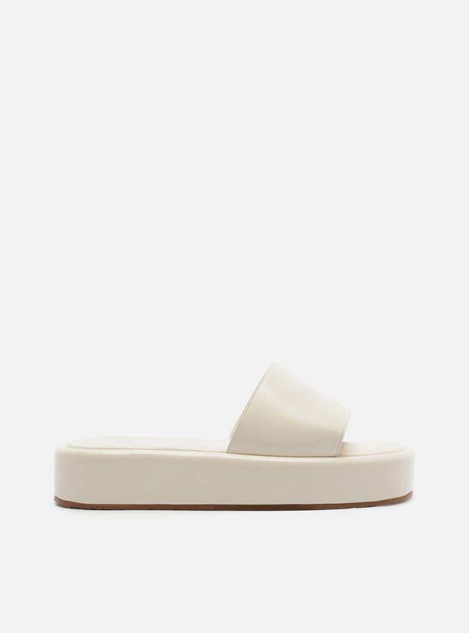 Tamanco Branco Couro Flatform Tira Emma