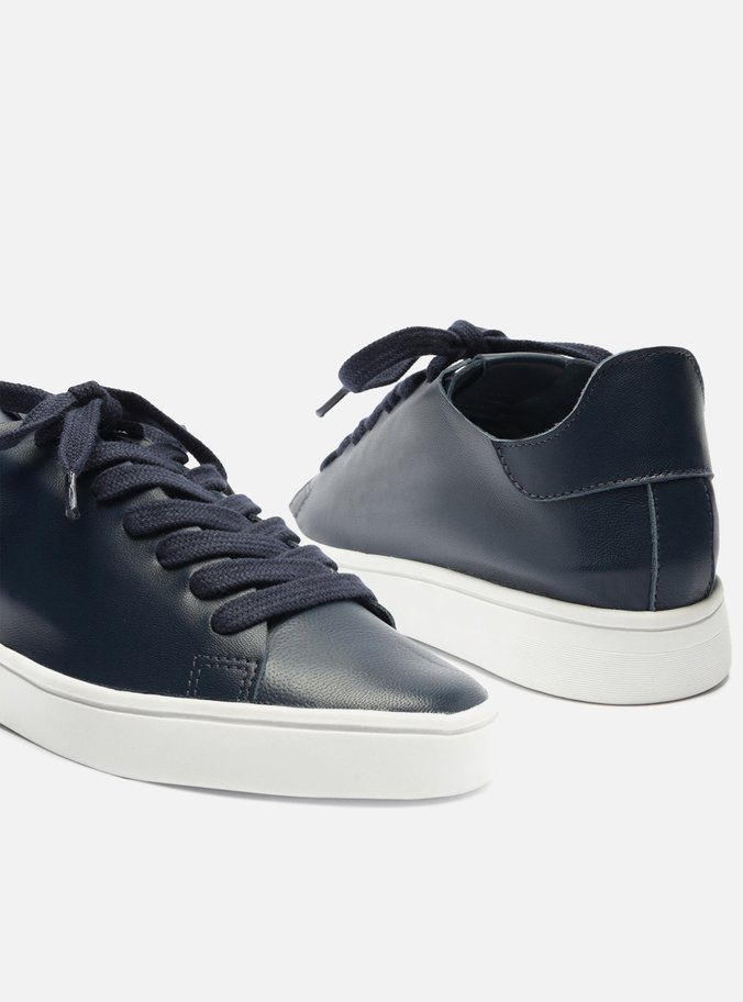 Tênis Azul Couro Cadarço Casual
