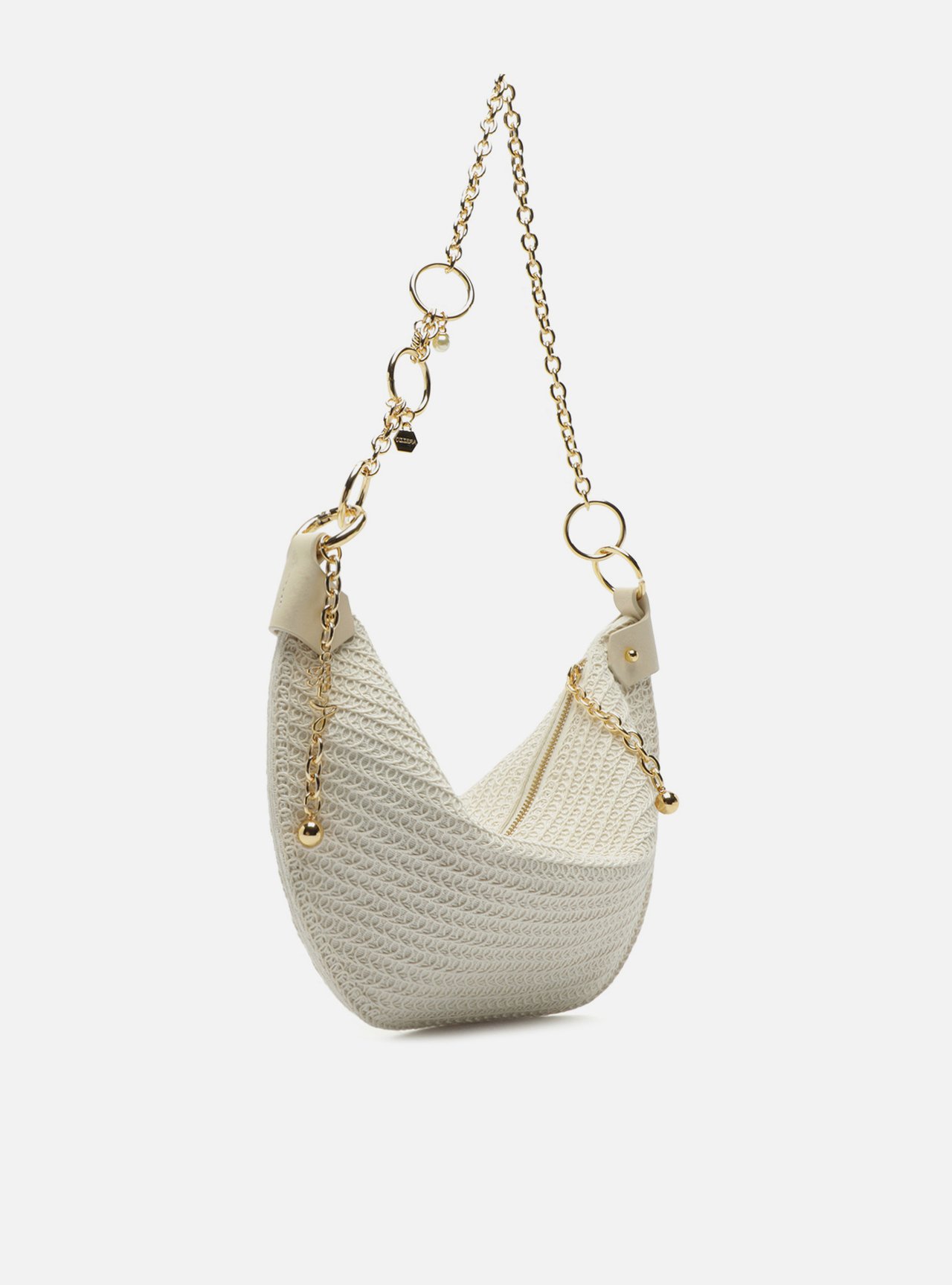 Bolsa Tiracolo Off White Tramada Média Correntes — foto 5