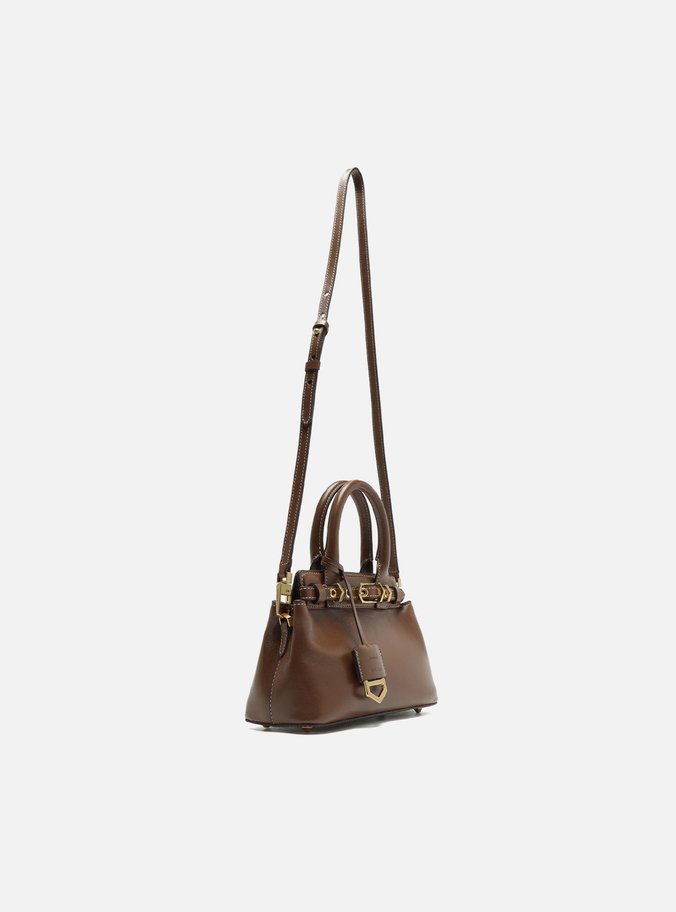 Bolsa Tote Marrom Couro Pequena Bag Charm Victória