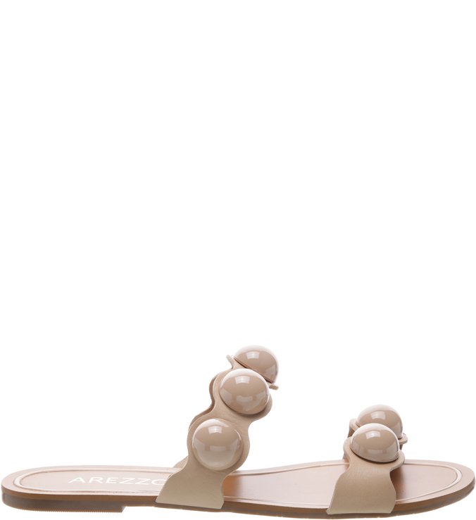 Chinelo Slide Couro Pérola Pale Beige