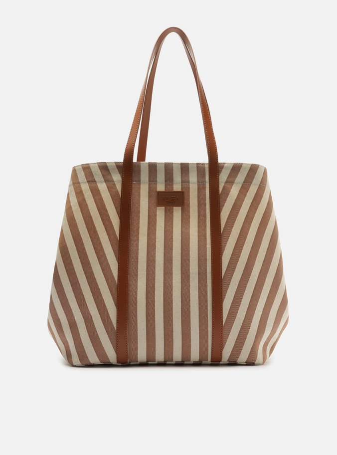 Bolsa Shopping Grande Marrom Listras