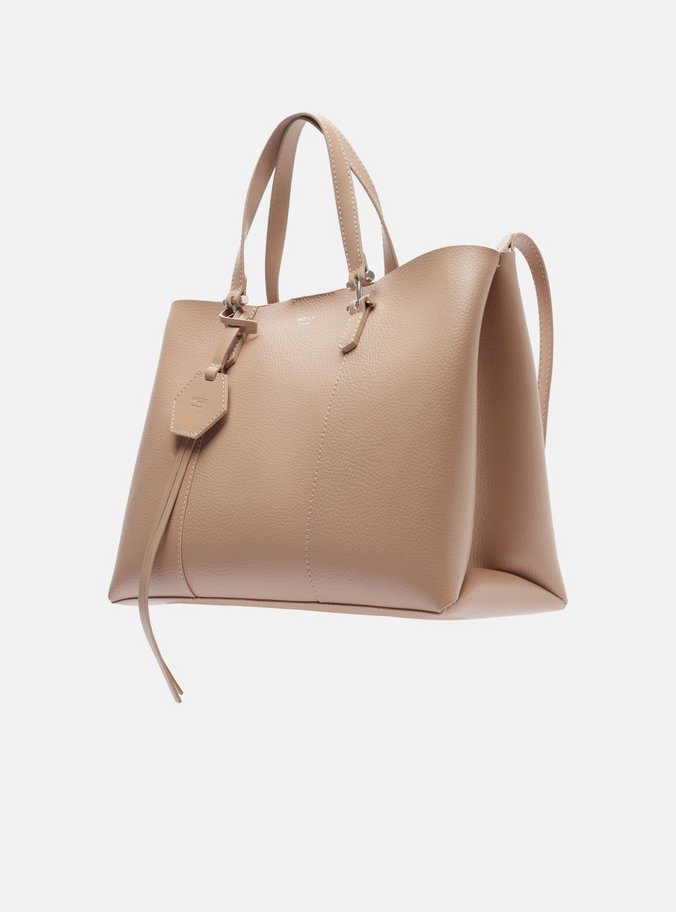 Bolsa Tote Bege Grande Bag Charm Hexágono