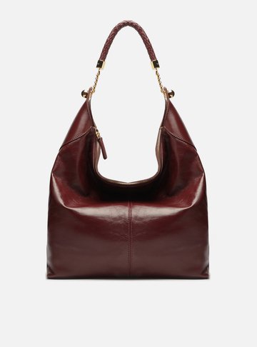 Bolsa Hobo Vinho Couro Grande Alça Trança