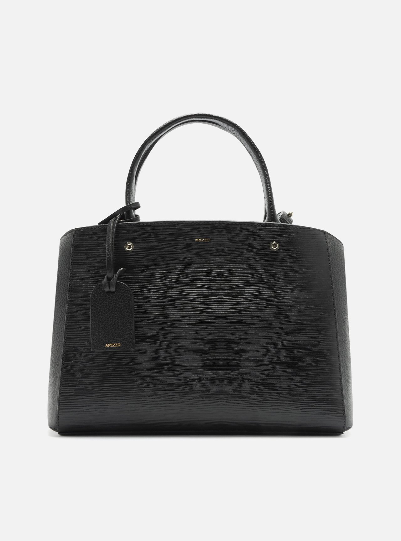 Bolsa Tote Preta Couro Wave Bella Média — foto 1