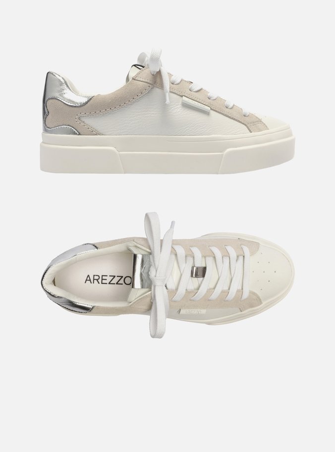 Tênis Branco Couro Detalhes Silver