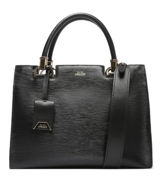 Bolsa Tote Grande Couro Preta Abbracio