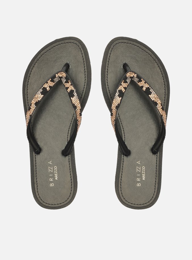 Chinelo de Dedo Preto Print Recouro Essential Strass