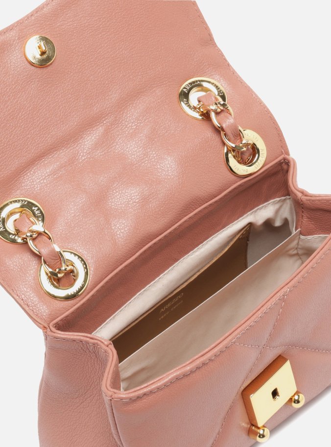 Bolsa Tiracolo Rosa Couro Mizz Pequena