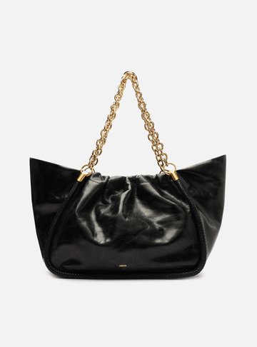 Bolsa Shopping Preta Couro Worn Grande