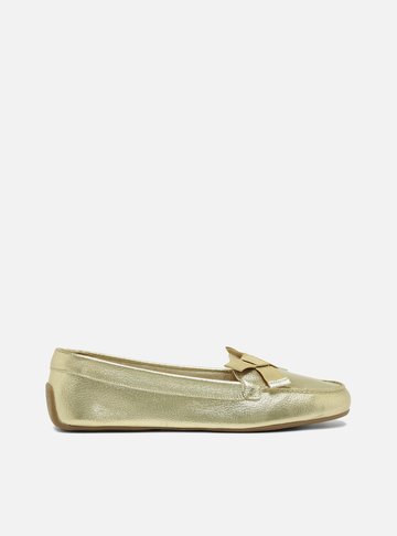 Mocassim Dourado Couro Francesca
