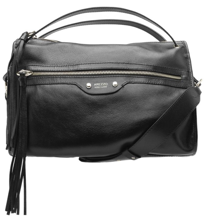 Bolsa Bowling Couro Adriana Grande Preta