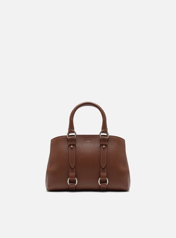 Bolsa Tote Marrom Dark Couro Pequena Tiras