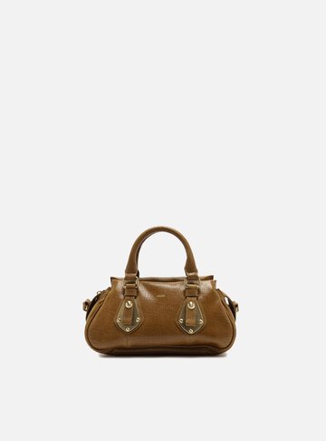 Arezzo — Bolsa Tote Marrom Couro Pequena Metais