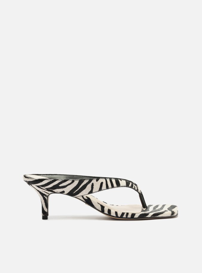 Tamanco Animal Print Salto Médio Thong