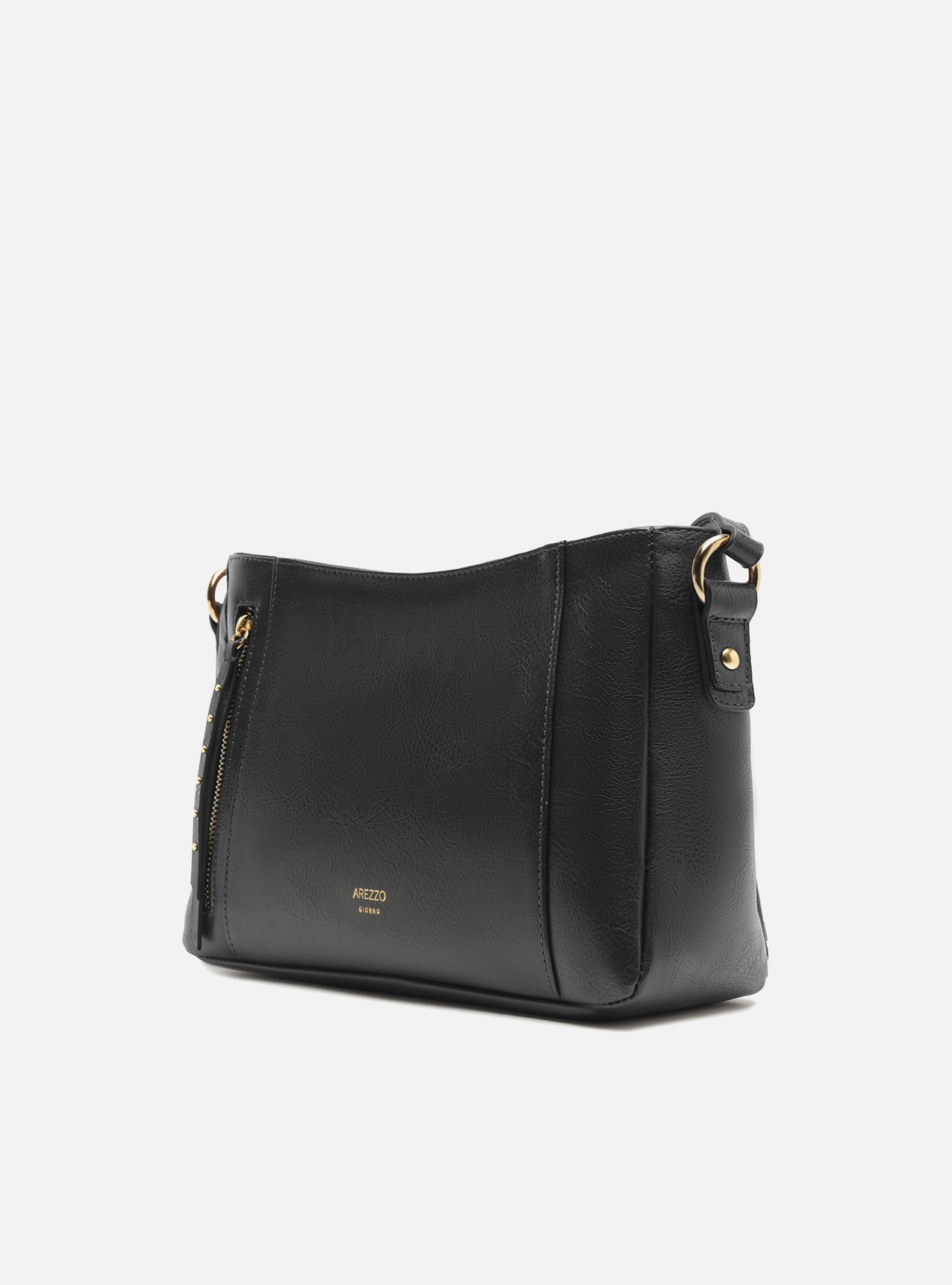 Bolsa Tiracolo Preta Média Bolso Frontal Zíper | Arezzo