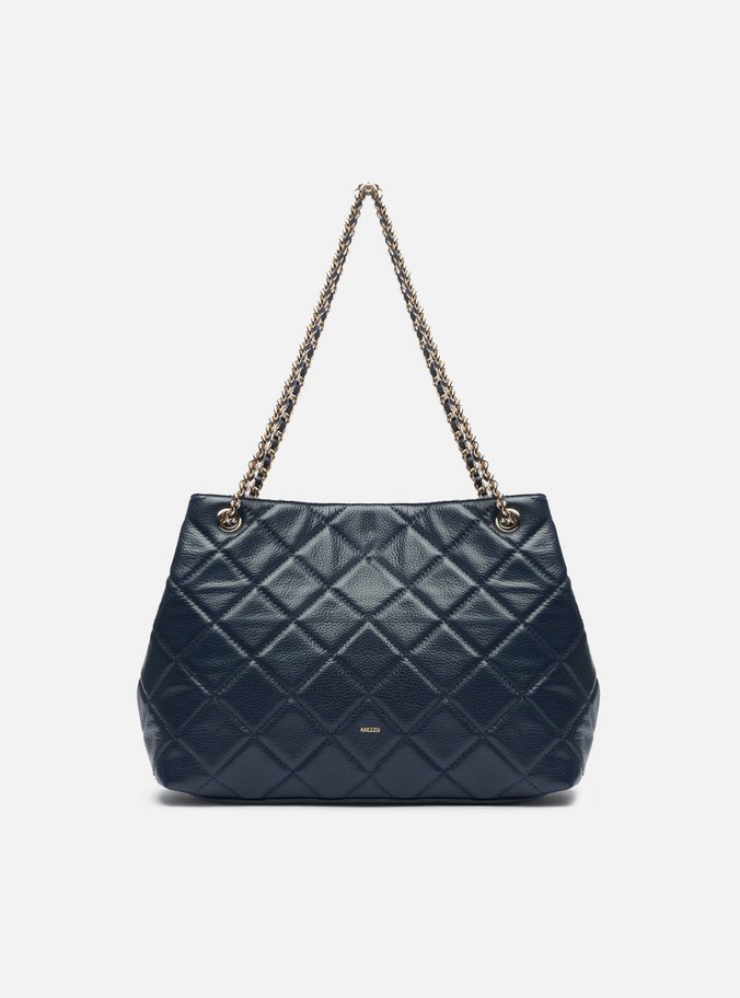 Bolsa Tote Azul Couro Matelassê Gab Média