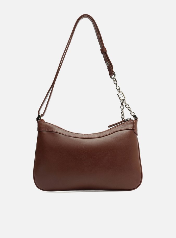 Bolsa Tiracolo Marrom Couro Média Costuras