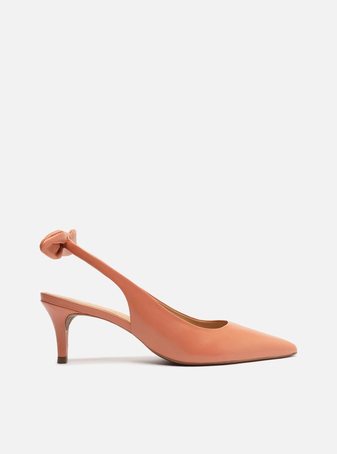 Scarpin Rosa Couro Salto Baixo Slingback