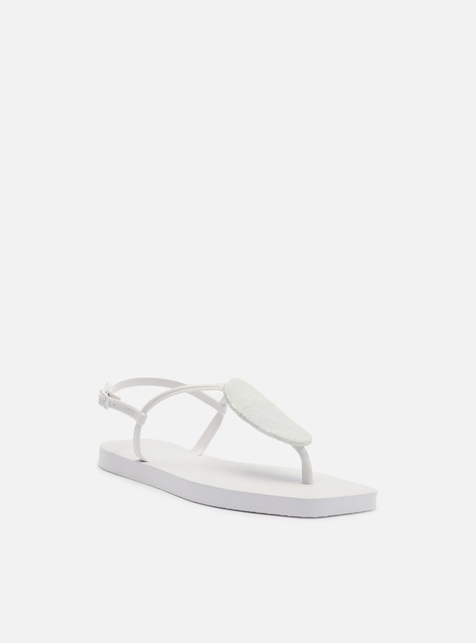 Sandália Rasteira Branca Slim Square Quartzo