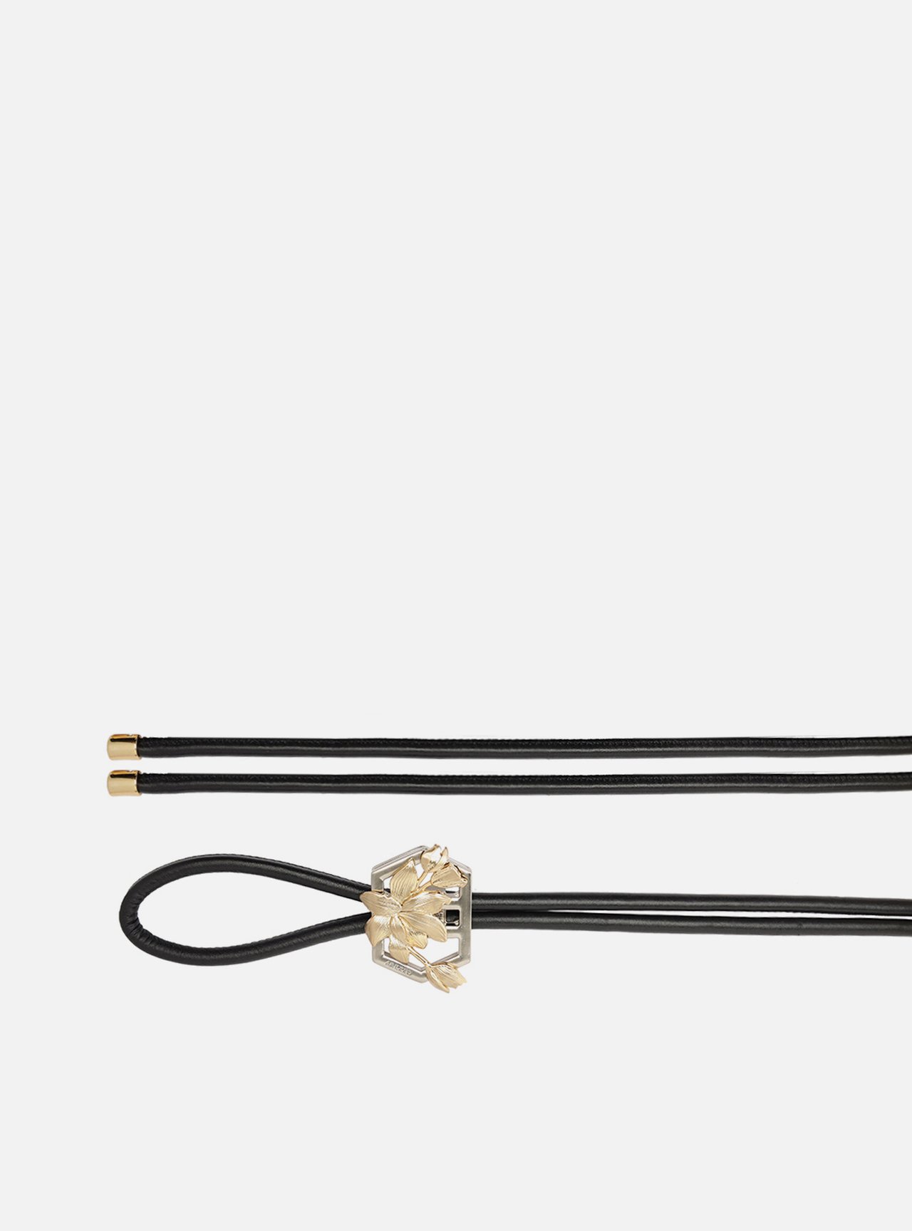 Cinto Preto Couro Fino Metal Floral — foto 2