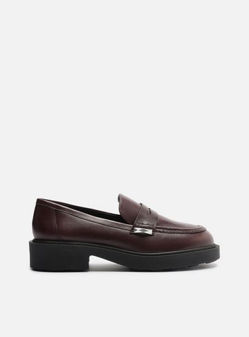 Mocassim Marrom Couro Bloco Tira Detalhe