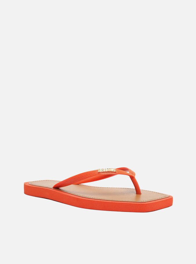 Chinelo de Dedo Laranja Square Palmilha Marrom