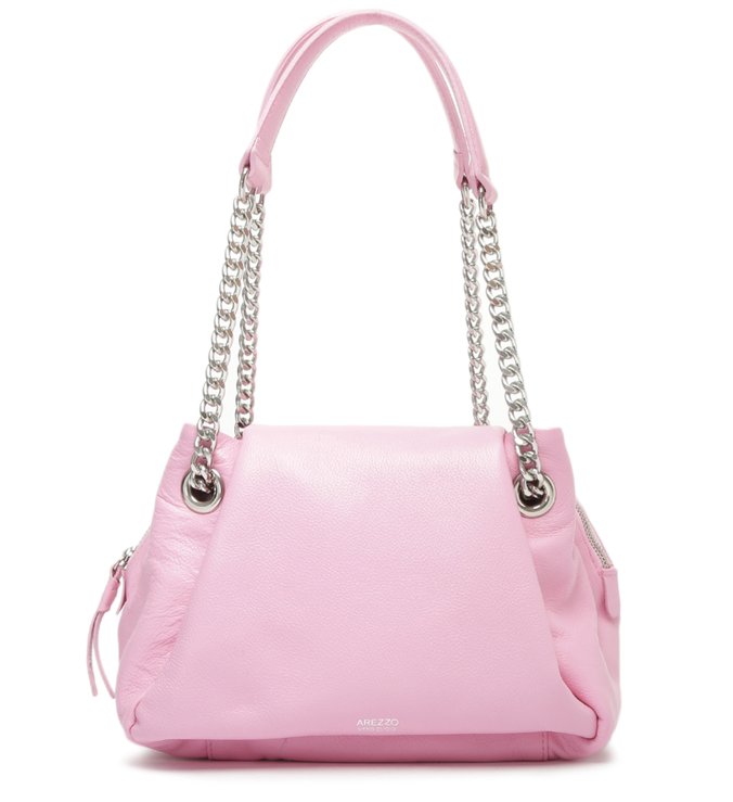 Bolsa Tiracolo Rosa Couro Clara Média