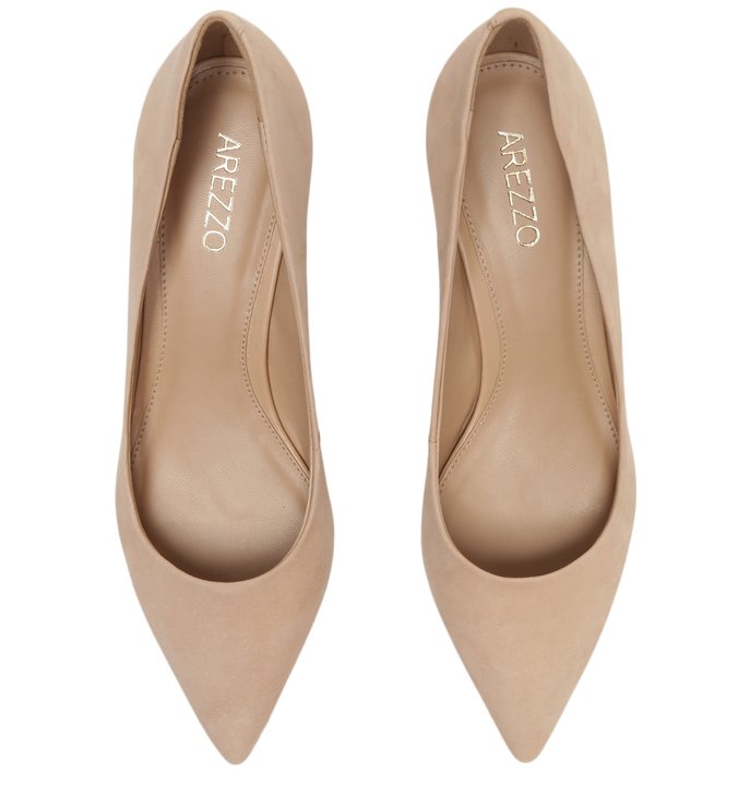 Scarpin Nude Nobuck Salto Baixo Fino