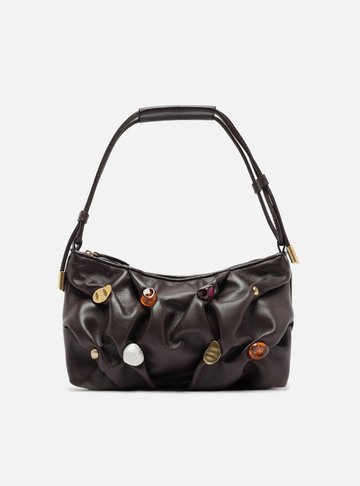 Bolsa Tiracolo Marrom Couro Média Aplicações