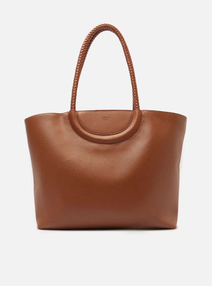 Bolsa Shopping Marrom Grande Alça Trançada