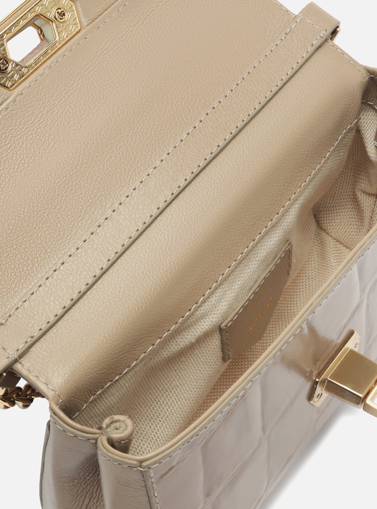 Bolsa Tiracolo Cinza Couro Maxi Croco Pequena — foto 4