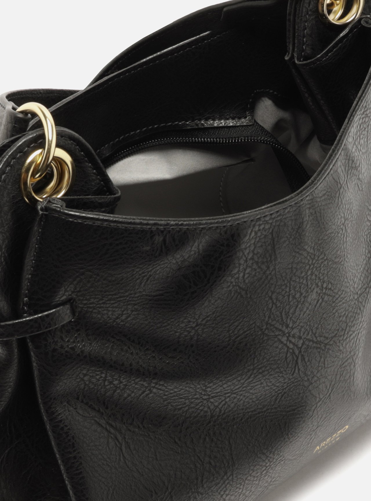 Bolsa Tiracolo Preta Média Franzida — foto 4