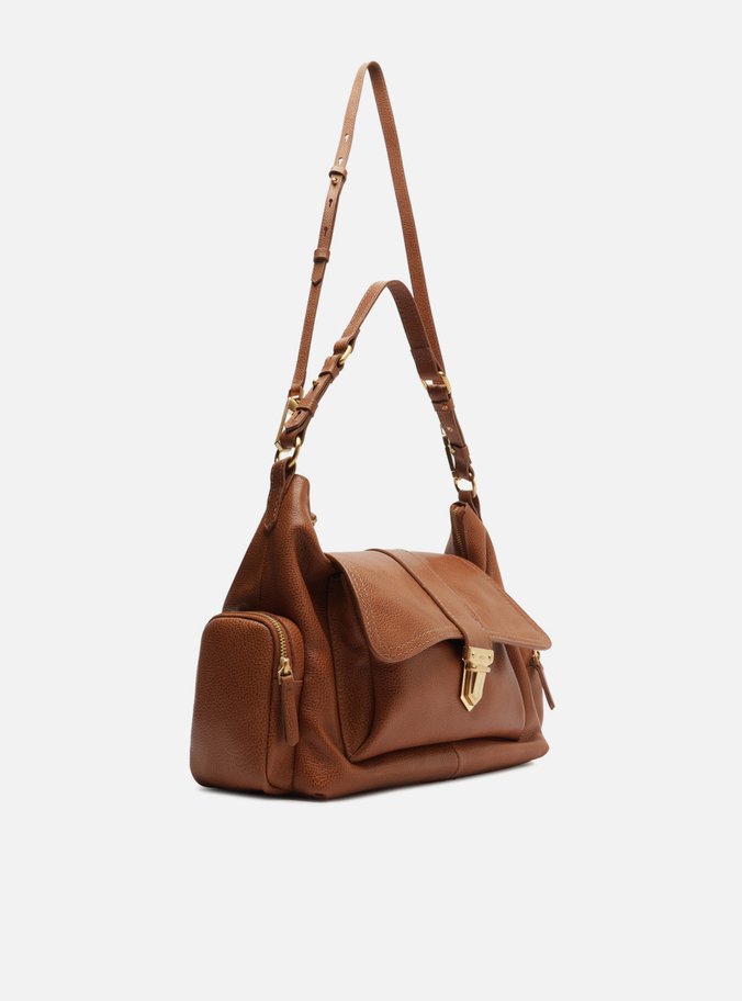 Bolsa Hobo Marrom Couro Grande Bolsos