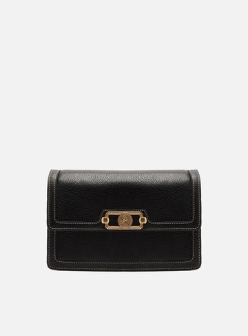 Bolsa Tiracolo Preta Couro  Média