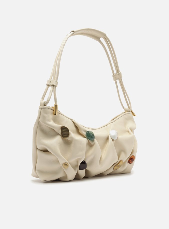 Bolsa Tiracolo Branca Couro Média Aplicações