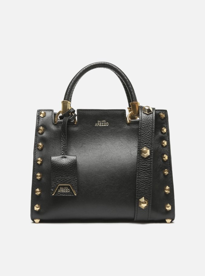 Bolsa Tote Preta Couro Abbraccio Média Tachas
