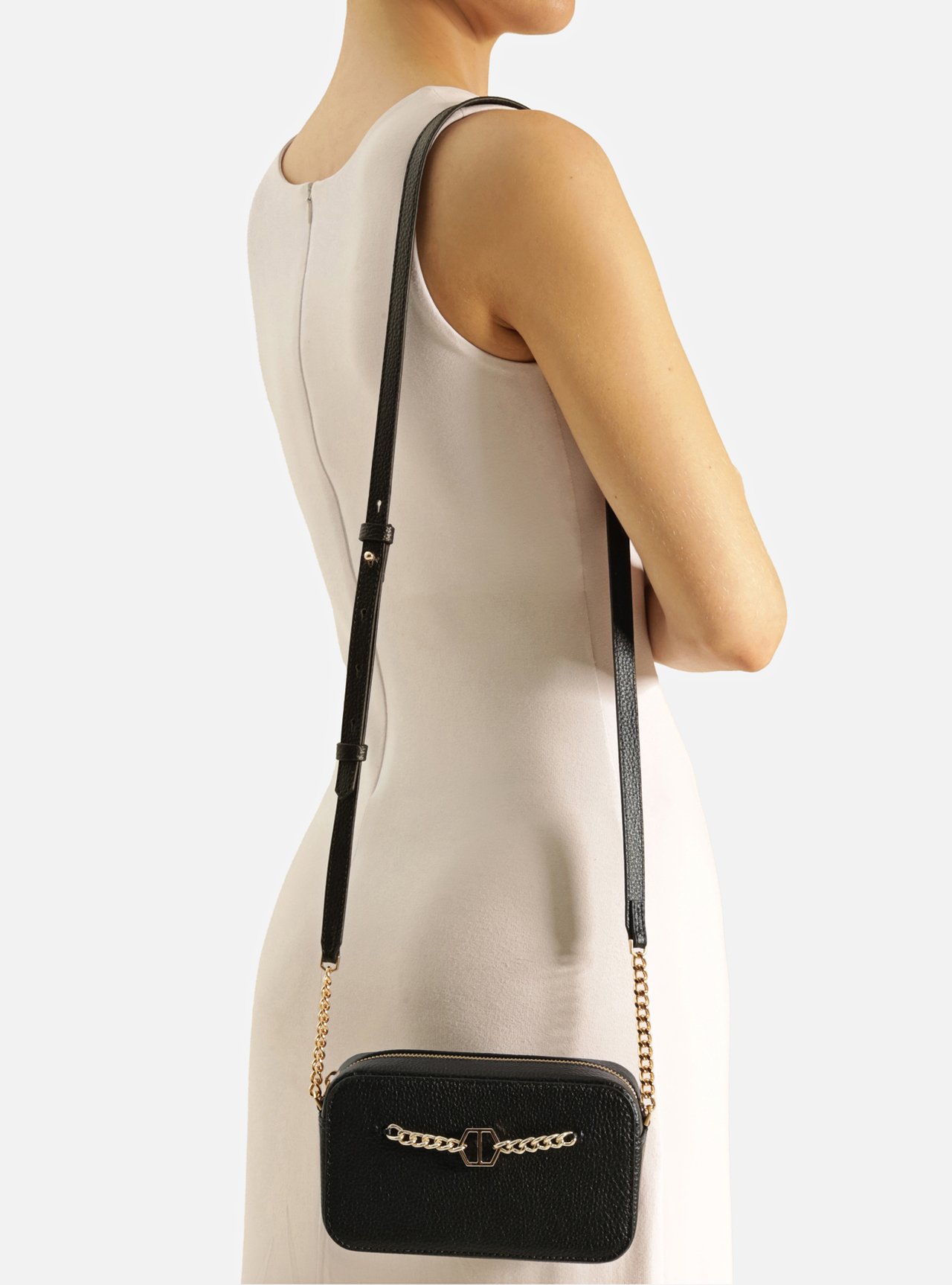 Bolsa Tiracolo Preta Pequena Corrente ID — foto 7