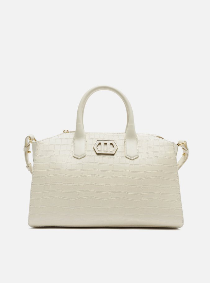 Bolsa Tote Off-White Média Croco