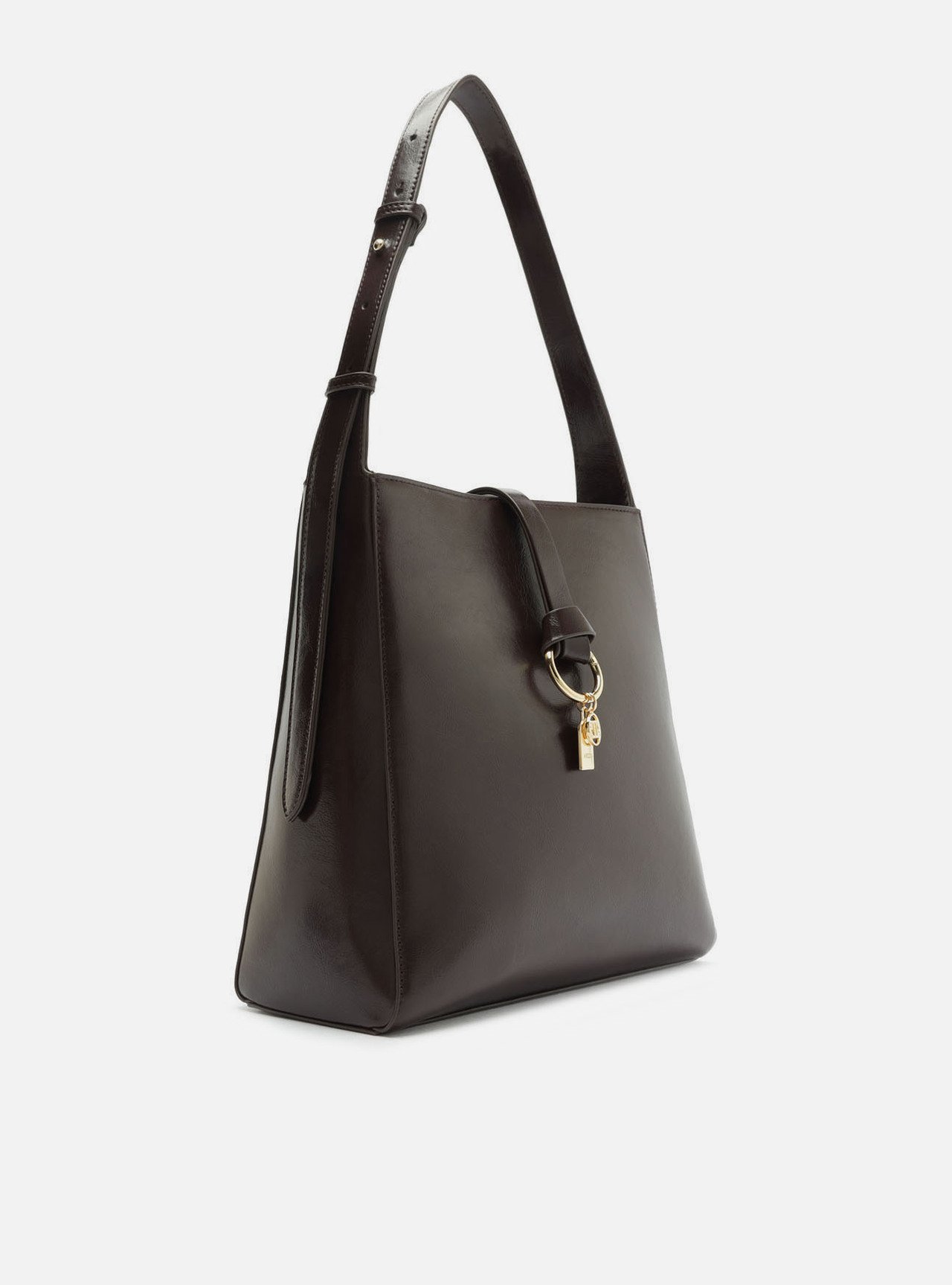 Bolsa Hobo Marrom Média Metais Dourados — foto 5