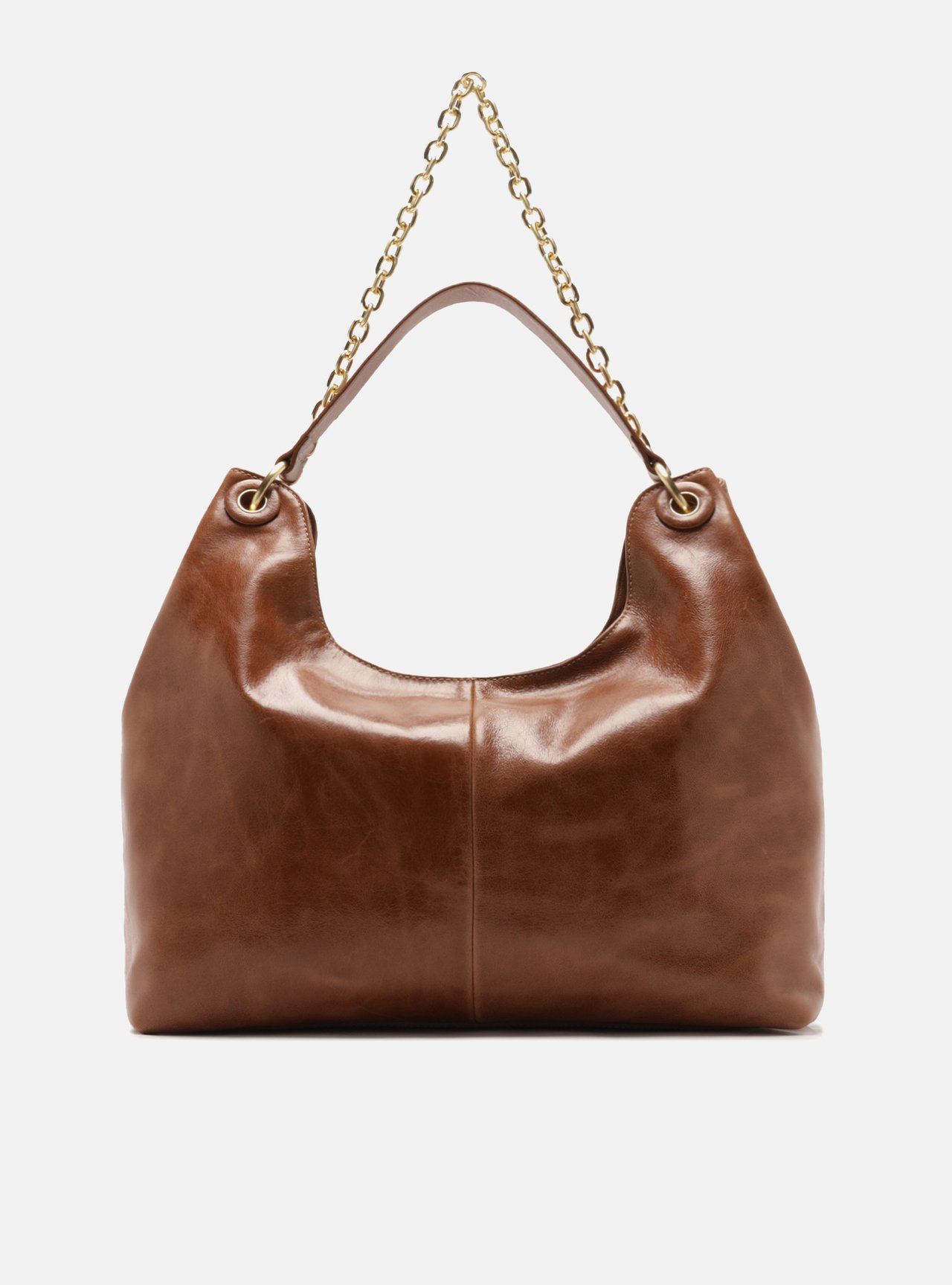 Bolsa Hobo Marrom Couro Grande Metal Geométrico — foto 3