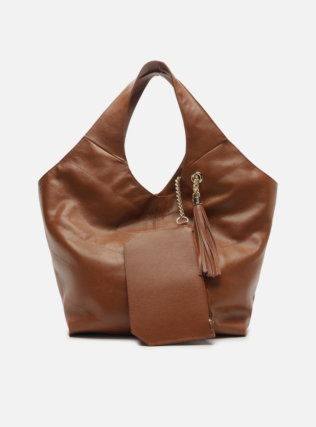 Bolsa Hobo Caramelo Couro Ísis Grande — foto 6
