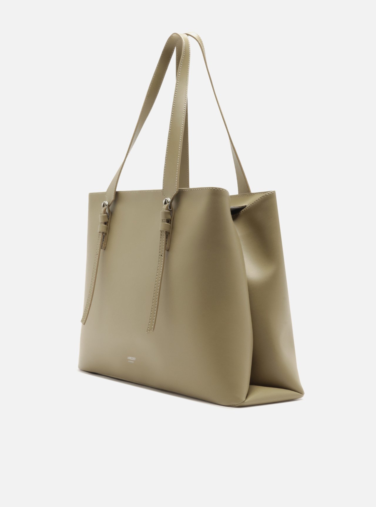 Bolsa Bege Couro Grande Metais — foto 2