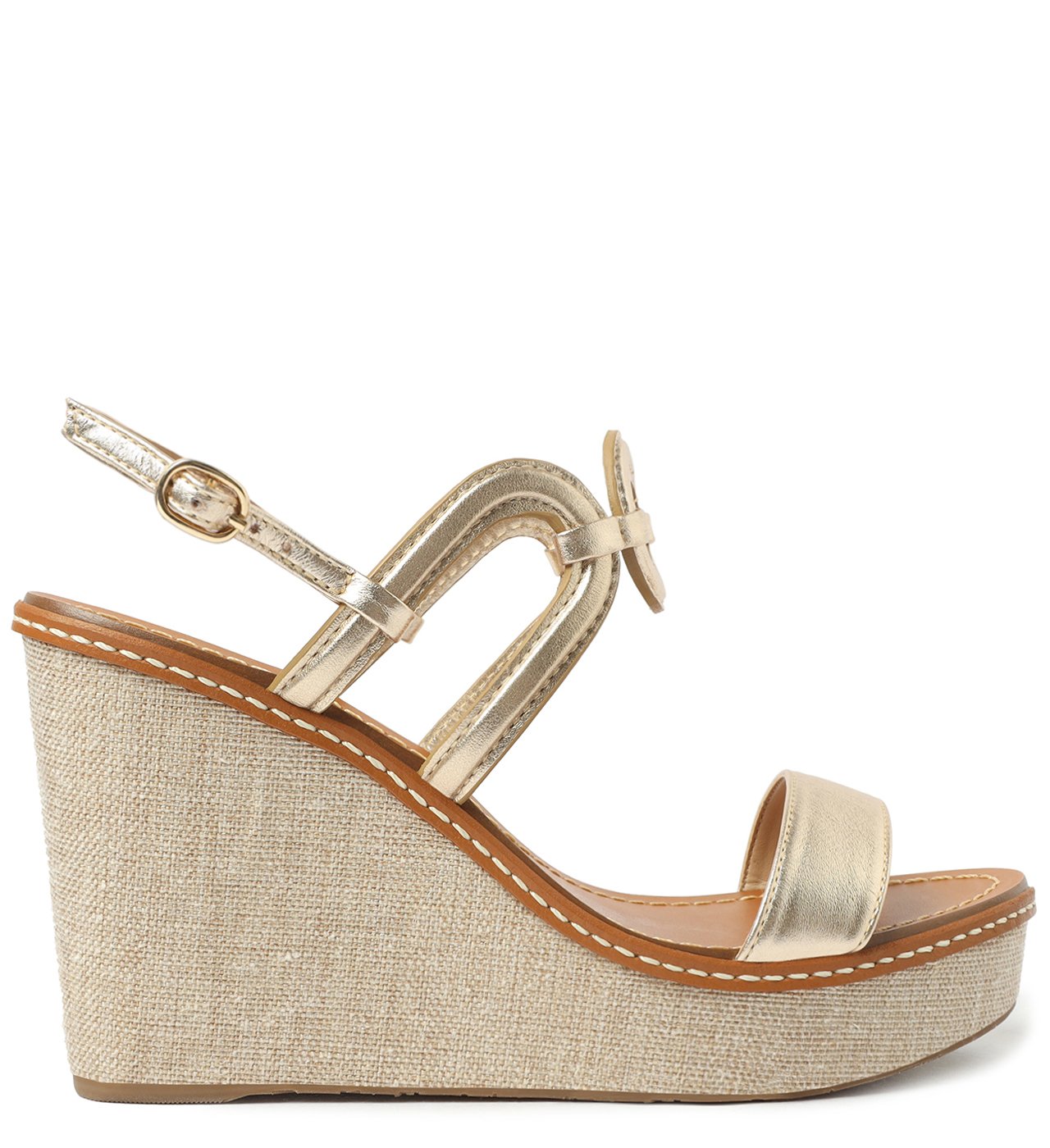 Sandalia anabela dourada arezzo top