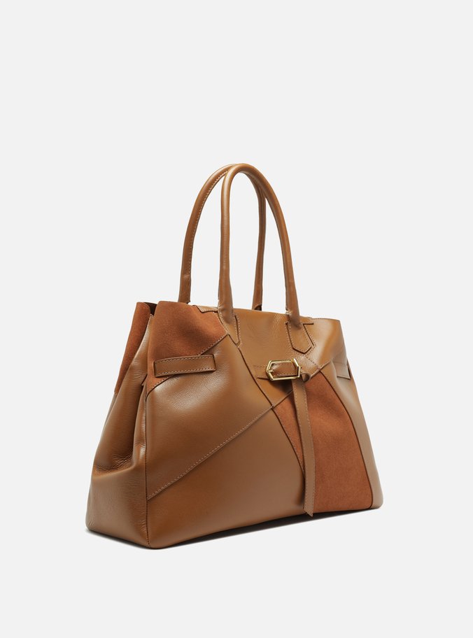 Bolsa Shopping Marrom Couro Grande Fivela