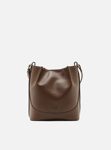 Arezzo — Bolsa Bucket Marrom Pequena Granulada