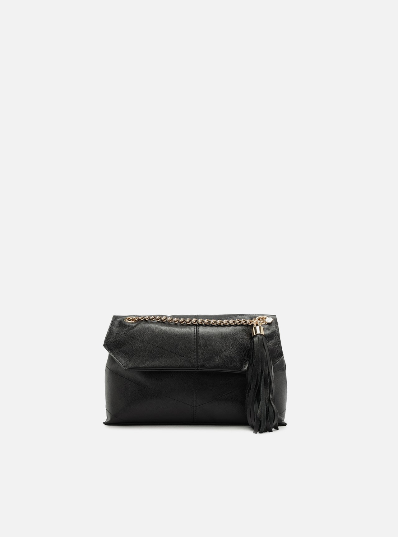Bolsa Tiracolo Preta Couro Pequena Barbicacho — foto 1