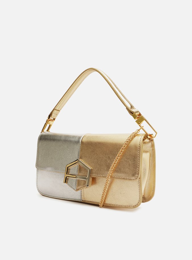 Bolsa Tiracolo Dourada Couro A001 Duo Média