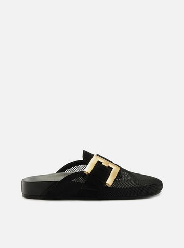 Arezzo — Mule Clog Preta Tela Fivela